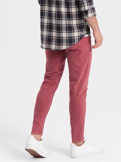 Elegáns piros farmer nadrág P1058