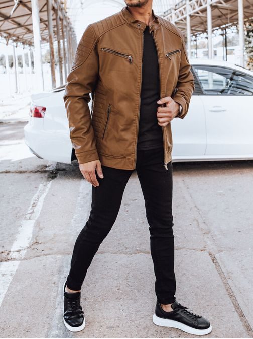 Trendi barna műbőrdzseki