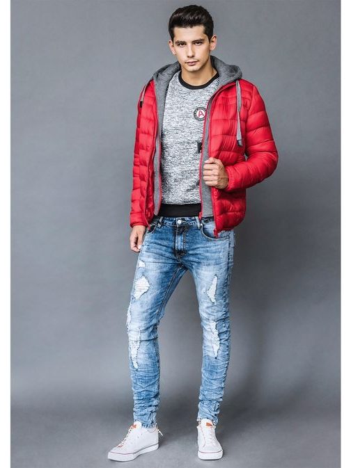 Piros steppelt átmeneti dzseki J.STYLE 505-10