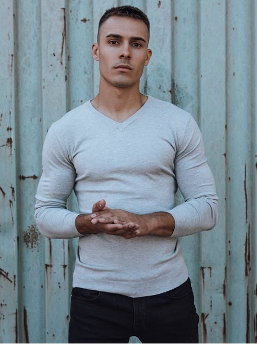 Férfi monokróm pulóver szürke