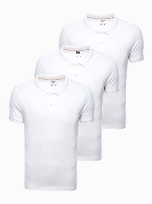 Fehér galléros póló szett- hármas csomagolás Z28-V9
