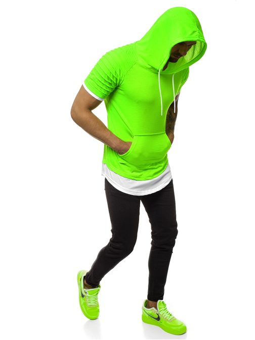 Neon zöld kapucnis póló  A/1186X