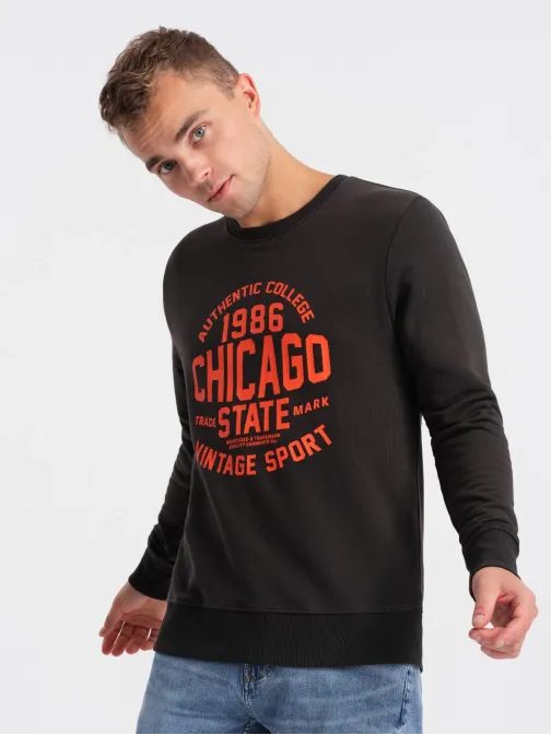 Sötét barna pulóver felirattal   V2 SSPS-0154