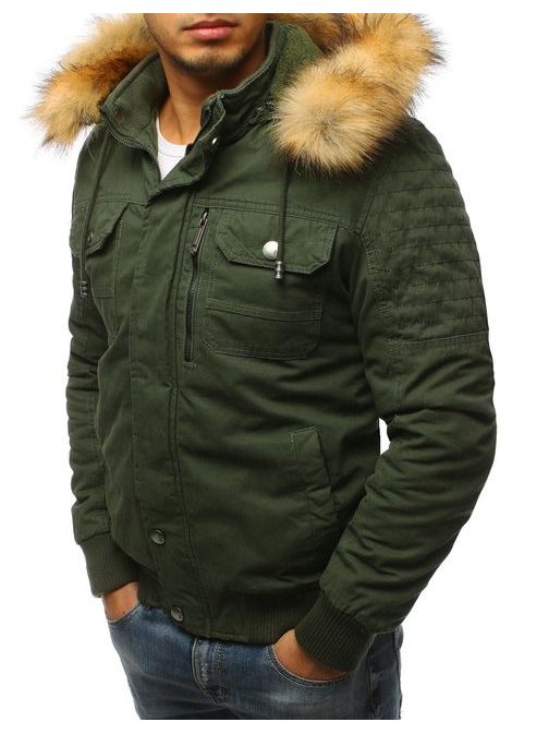 Sötét zöld szőrmés dzseki