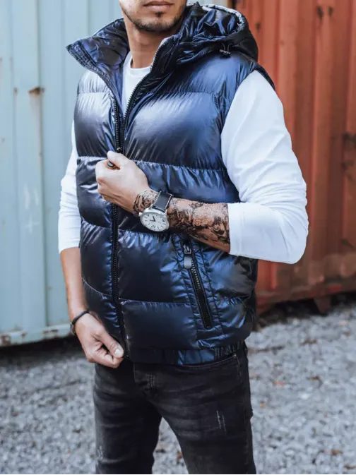 Egyedi fényes kék mellény