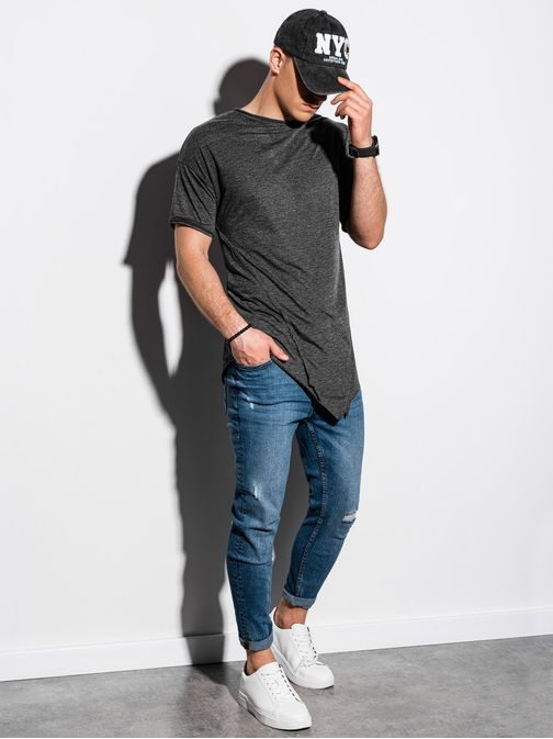 Eredeti sötét szürke hosszított póló S1216