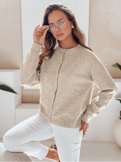 Gyönyörű bézs női pulóver gombokkal Selina