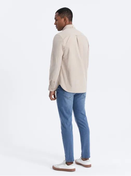 Lezsér bézs színű ing zsebbel  V1 SHOS-0153