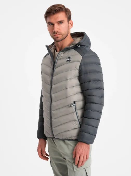 Sportos hamu színű steppelt dzseki V11 JALP-0185