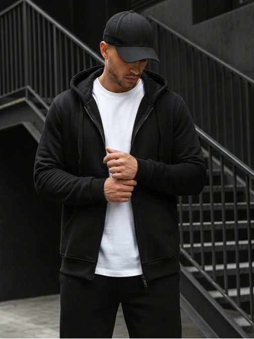 Stílusos fekete kapucnis felső