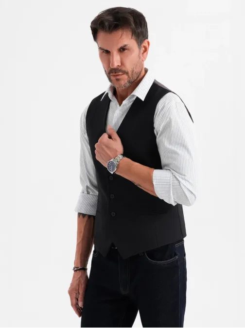 Férfi divatos fekete mellény V4 BLZV-0142 BLZV-0142