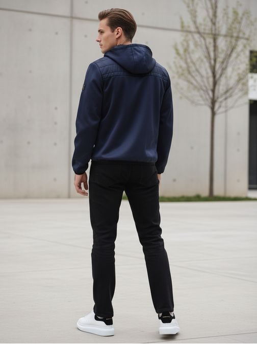 Érdekes férfi átmeneti kabát steppelt kékkel