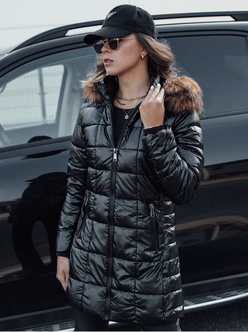 Steppelt fekete női téli kabát szőrmével  Winterzip