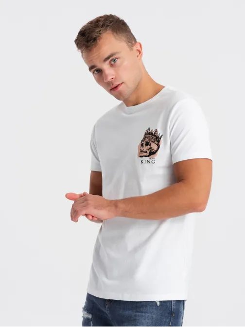 Fehér póló érdekes lenyomattal  V3 TSPT-0167