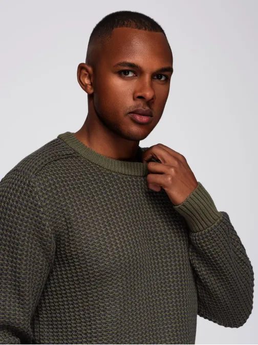 Menő férfi alkalmi pulóver olíva V2 OM-SWSW-0122