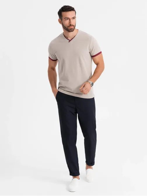 Modern bézs színű pamut póló V2 TSCT-0198