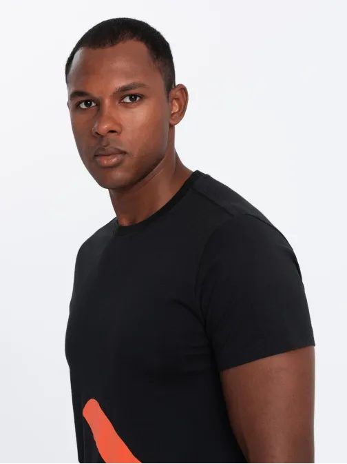 Divatos fekete rövid ujjú póló V1 TSPT-0219