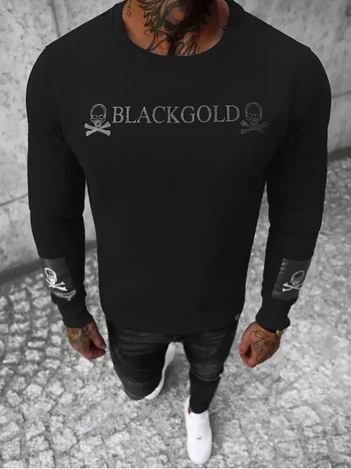Fekete pulóver felirattal  BlackGold NB/MF2001