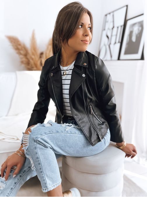 Modern női fekete ökobőrdzseki Eligio