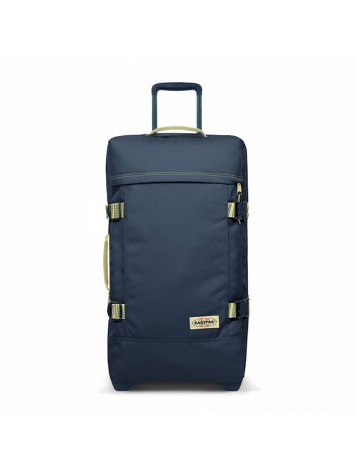 Látványos sötét kék utazó bőrönd EASTPAK TRANVERZ M