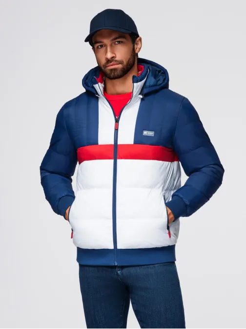 Kék-fehér steppelt retro kabát V1 JALP-0296