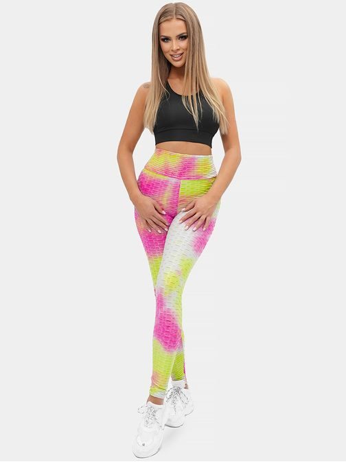 Érdekes rózsazsín-sárga női leggings JS/YW88031