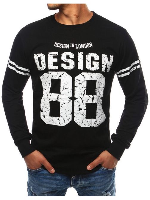 Divatos fekete feliratos pulóver DESIGN 88