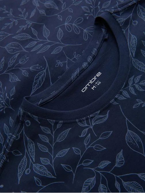 Sötétkék férfi póló virágmintás V4 TSPT-0262