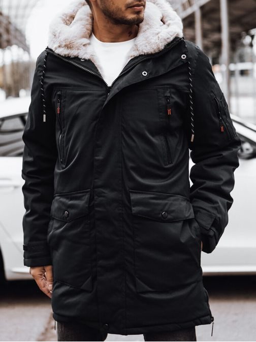 Meleg fekete férfi hosszú kabát