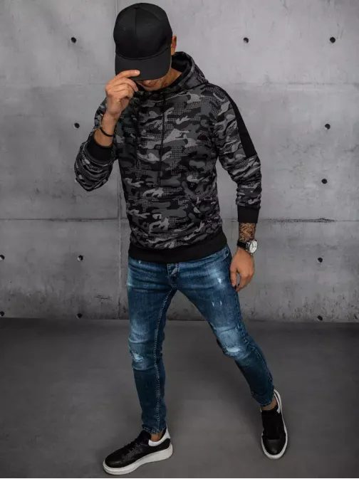 Camouflage pulóver férfi fekete