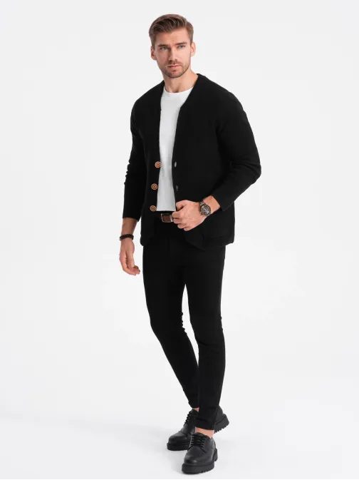 Elegáns fekete decens mintás kardigán V1 SWCD-0109