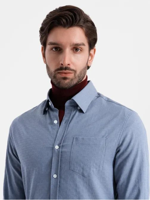 Elegáns kék slim-fit ing V1 SHCS-0174