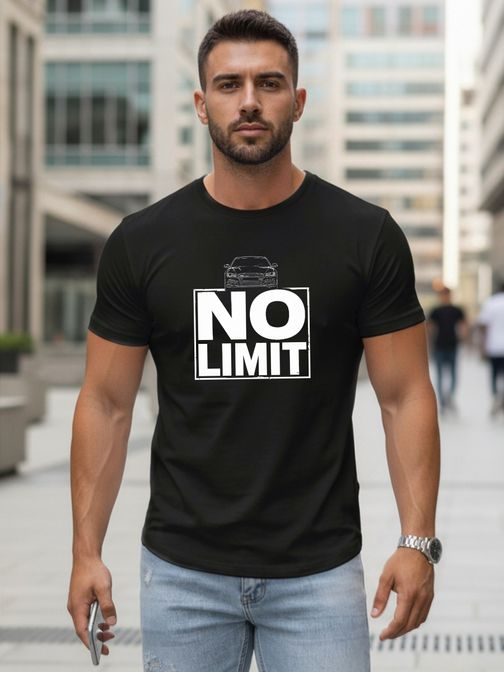 Fekete férfi póló NO LIMIT nyomtatással