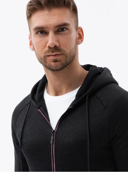 Stílusos fekete kapucnis felső  B1425-V1