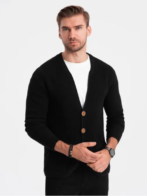 Elegáns fekete decens mintás kardigán V1 SWCD-0109