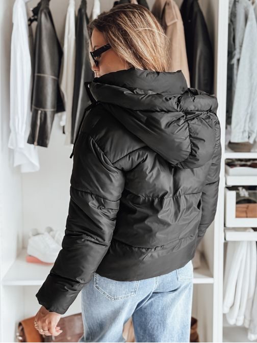 Női érdekes fekete téli kabát SNOWLIKE