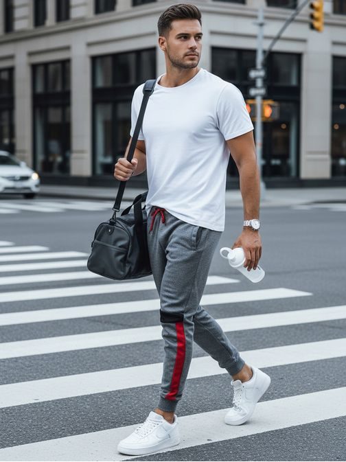 Férfi dizájner melegítőnadrág antracit színben