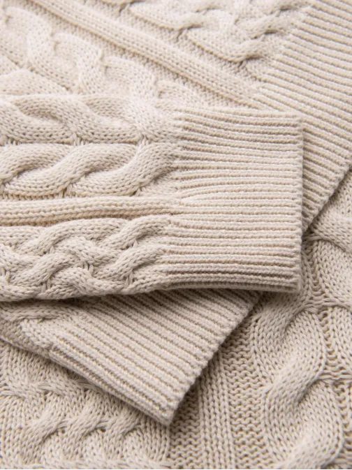 Bézs mintás férfi pulóver om-swcd-0173