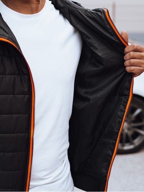 Fekete átmeneti kabát jellegzetes cipzárral