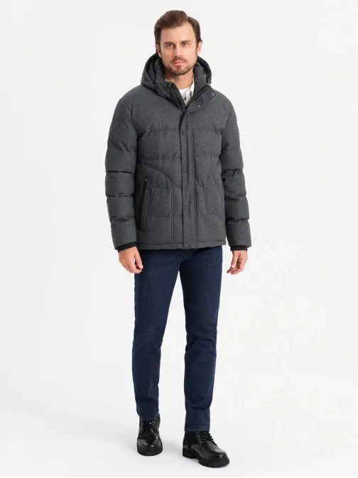 Időtlen steppelt fekete férfi dzseki V2 JAHP-0203