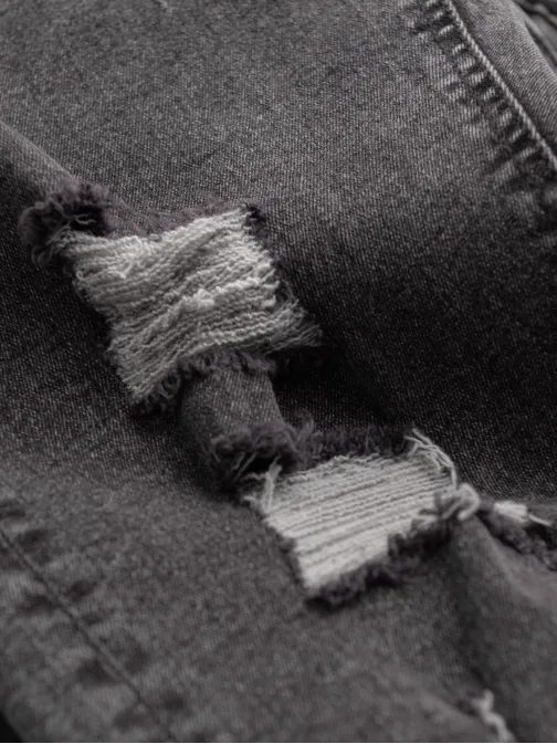 Trendi grafit szürke farmer nadrág tépett részekkel V3 PADP-0163