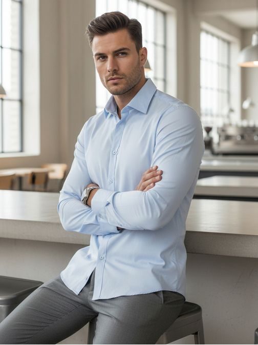 Elegáns világoskék férfi ing