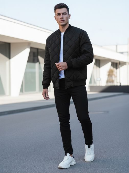 Modern fekete bomber dzseki