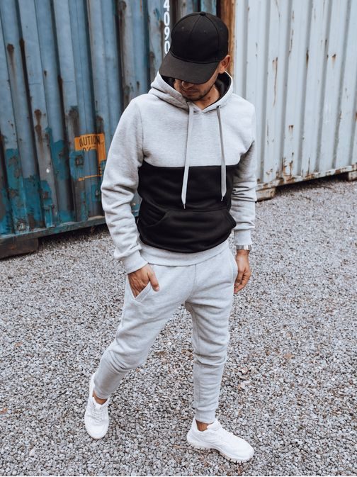 Kényelmes szürke-fekete melegítő együttes