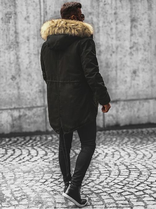 Stílusos fekete szőrmés téli dzseki O/5578
