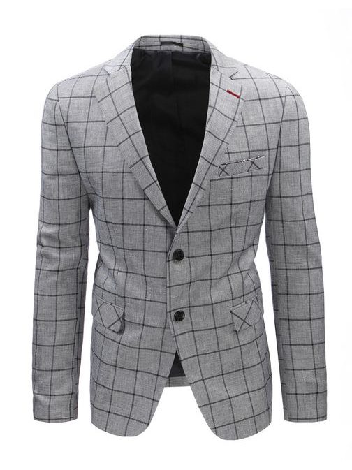 Halvány szürke kockás mintás zakó