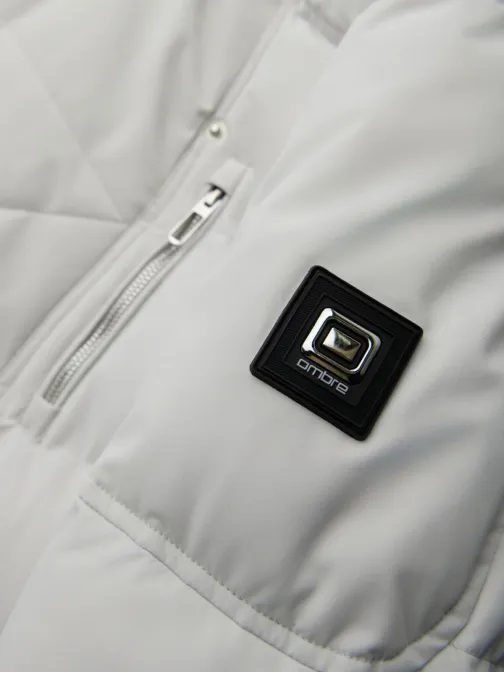 Időtlen szürke kabát aszimmetrikus varrással V4 JAHP-0252