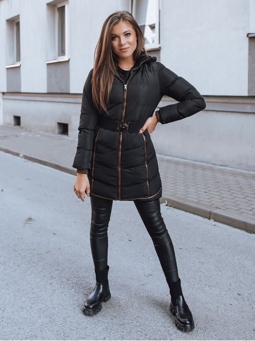 Fekete női téli steppelt kabát Barosa