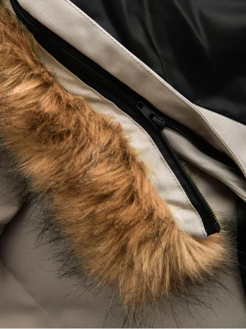 Téli bézs színű parka kabát V5 JALP-0182