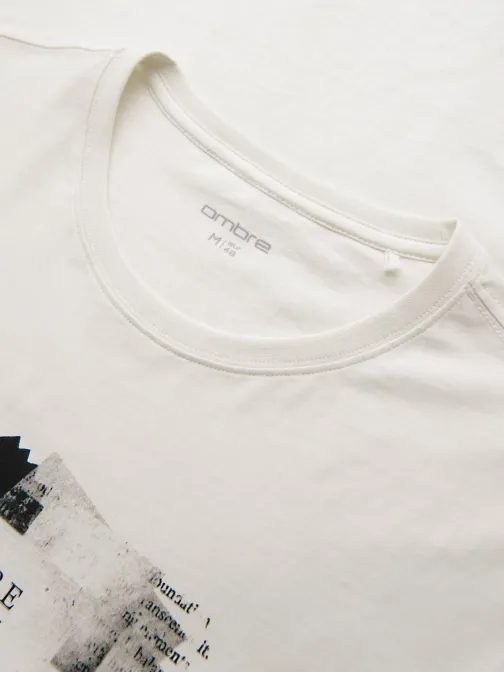 Fehér férfi póló modern nyomtatással V2 TSPT-0261